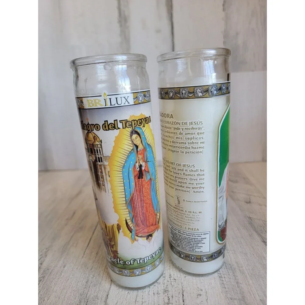 Religious Hail Mary‎ Jesus candle tall set home decor